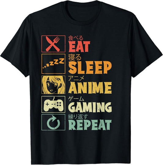 Eat Sleep Anime Gaming Repeat Anime Gaming Tee