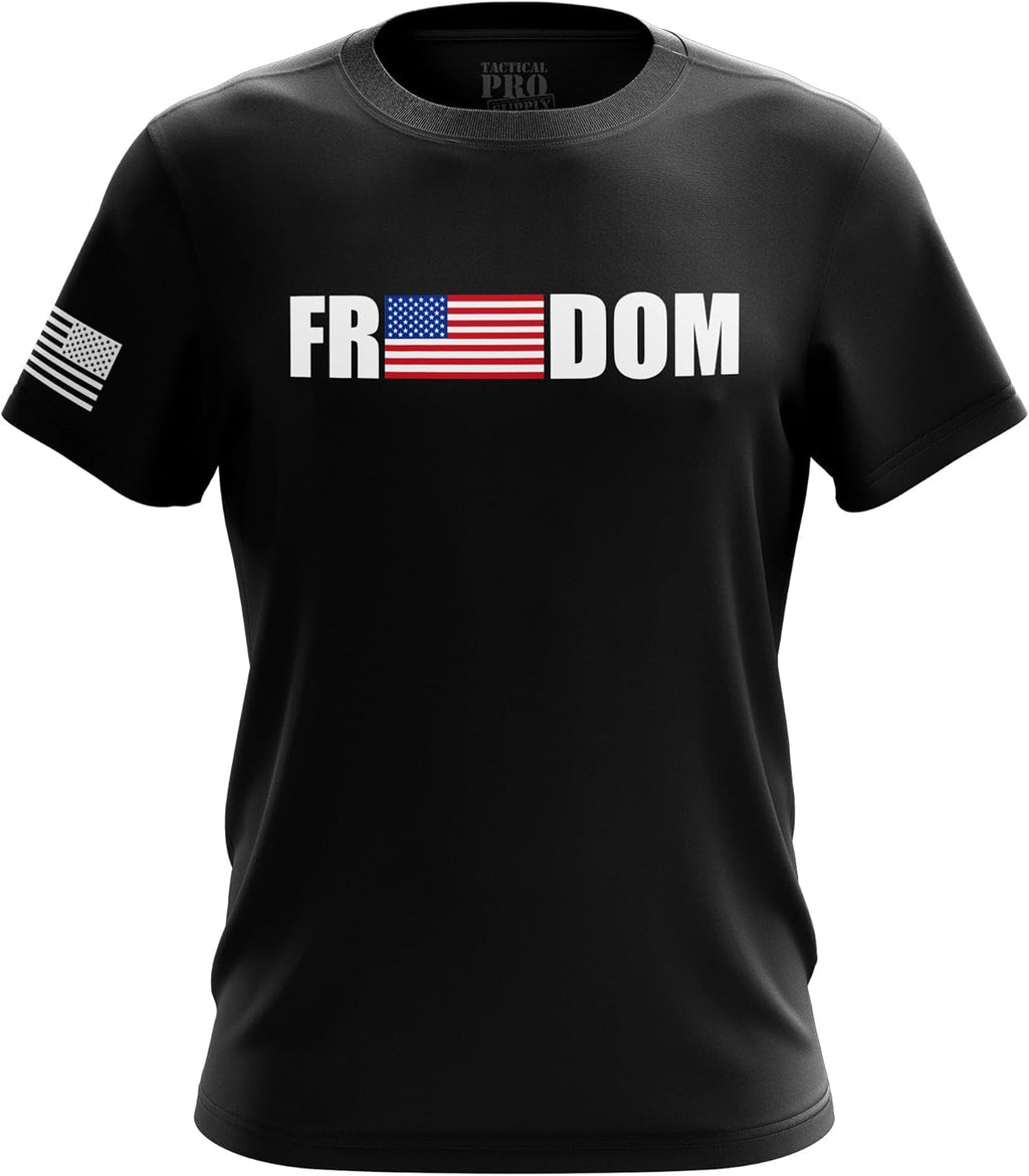 American Flag Patriotic Men’s T-Shirt | Classic Fit Heavyweight Short Sleeve Shirt, Freedom, L
