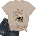Women Funny Shirts Novelty Skull Graphic Tees Vintage Skeleton Tshirt Casual Gothic Short Sleeve Holiday Tops