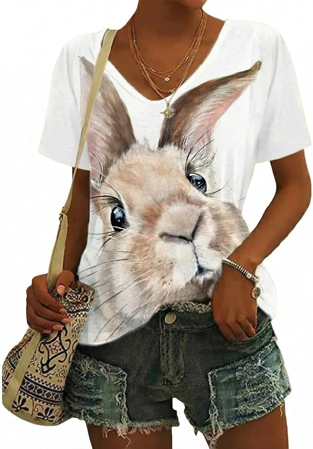 Easter V Neck Shirts for Women St. Patrick's Day Clover Print V Neck T Shirt