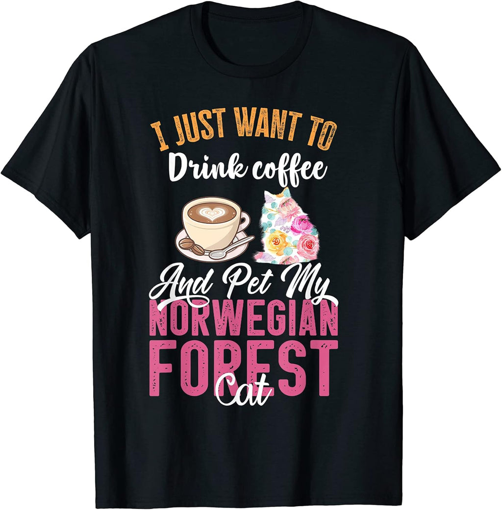 Funny Norwegian Forest Cat & Coffee Lovers Merch