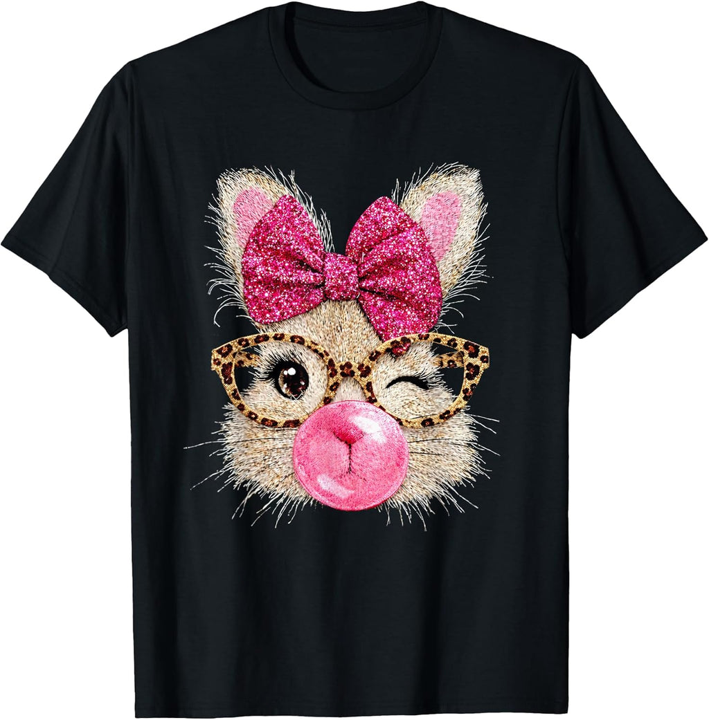 Pink Bubble Gum Cute Rabbit Easter Bunny Shirt Kid