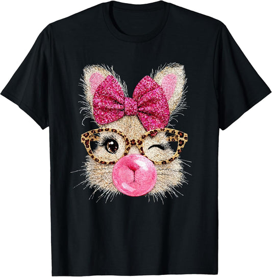 Pink Bubble Gum Cute Rabbit Easter Bunny Shirt Kid