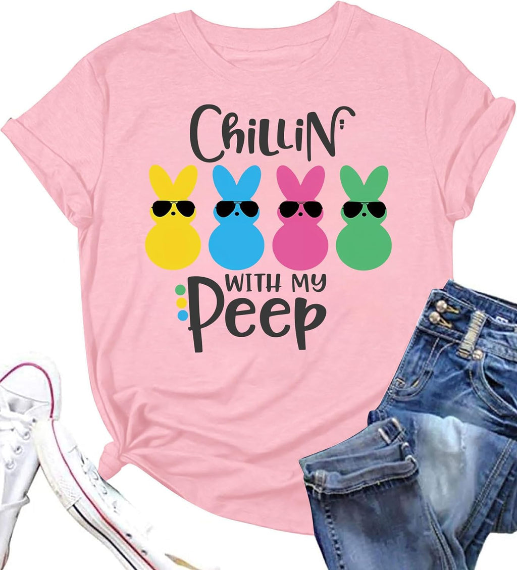 Easter Shirts for Women Cute Easter Shirt Cute Rabbit Graphic T-Shirt Bunny Shirt Easter Tops