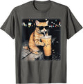 Funny Cat Drinking Coffee Funny Animal Tee