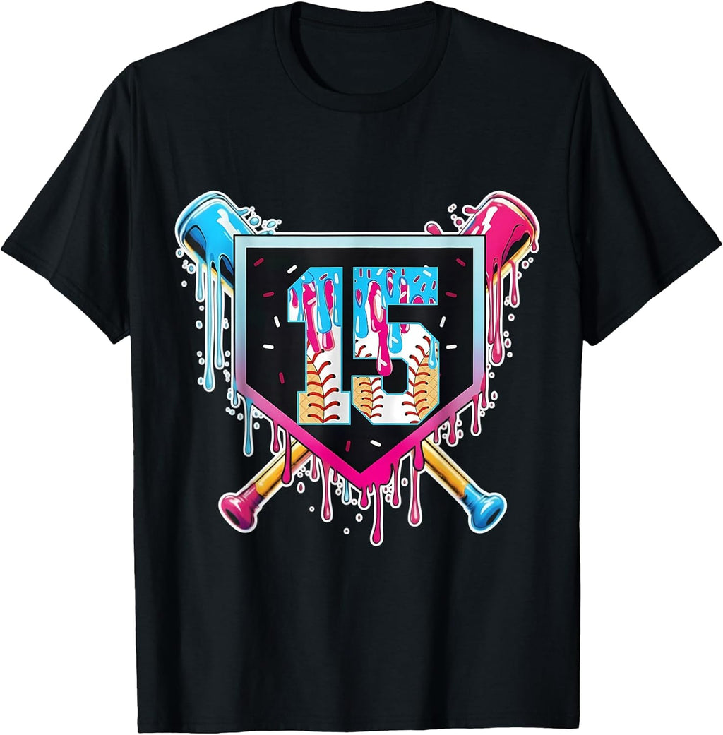 Baseball 15 Year Old Drip 15th Birthday Merch