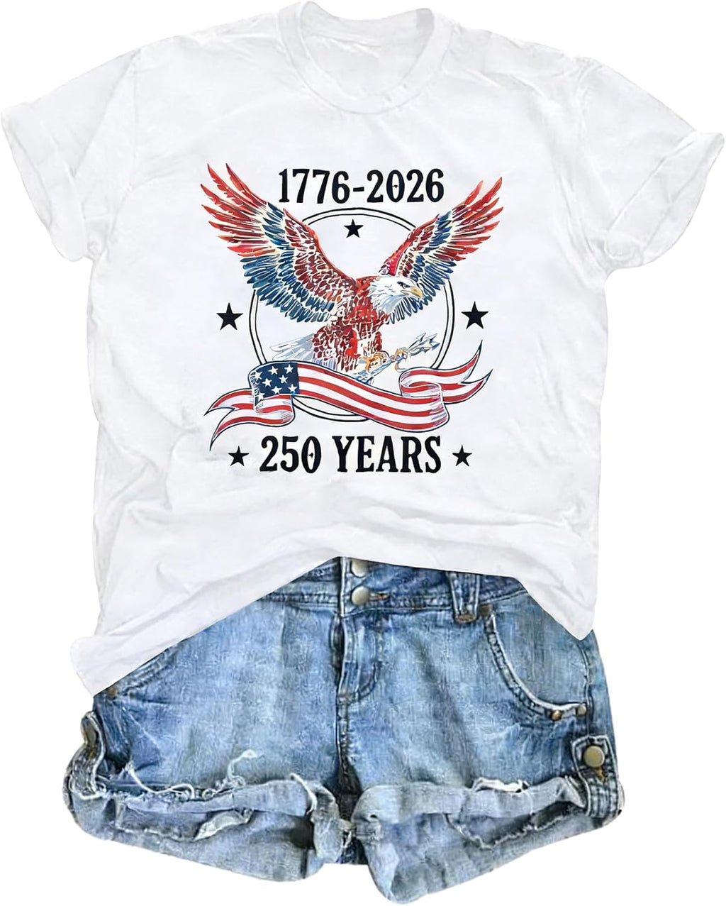 250th Anniversary USA Shirt Women 4th of July Eagle T-Shirt 1776-2026 250 Years Patriotic Shirts American Flag Tee