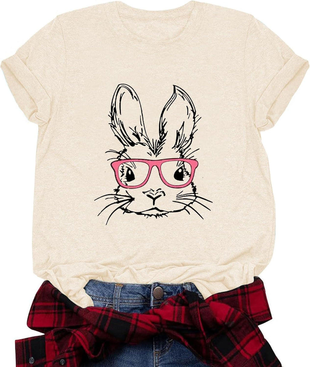 2026 Happy Easter Shirts for Women Funny Bunny Carrots Graphic Shirt Easter Tee Tops
