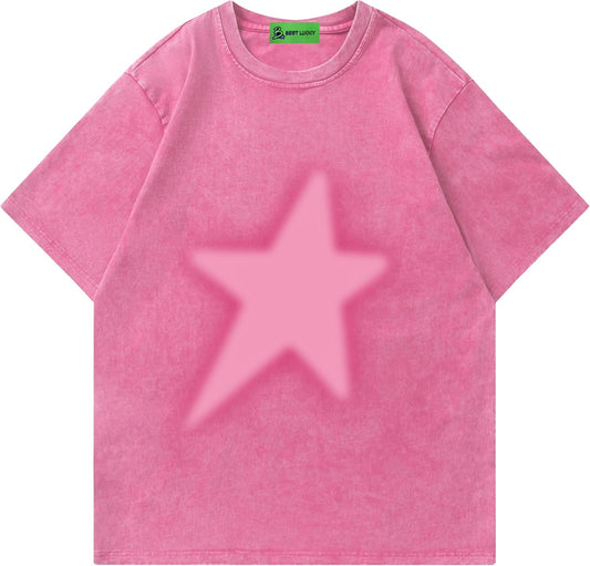 Star Shirt Y2k Oversized Graphic Tees for Men Unisex Vintage Streetwear Shirts
