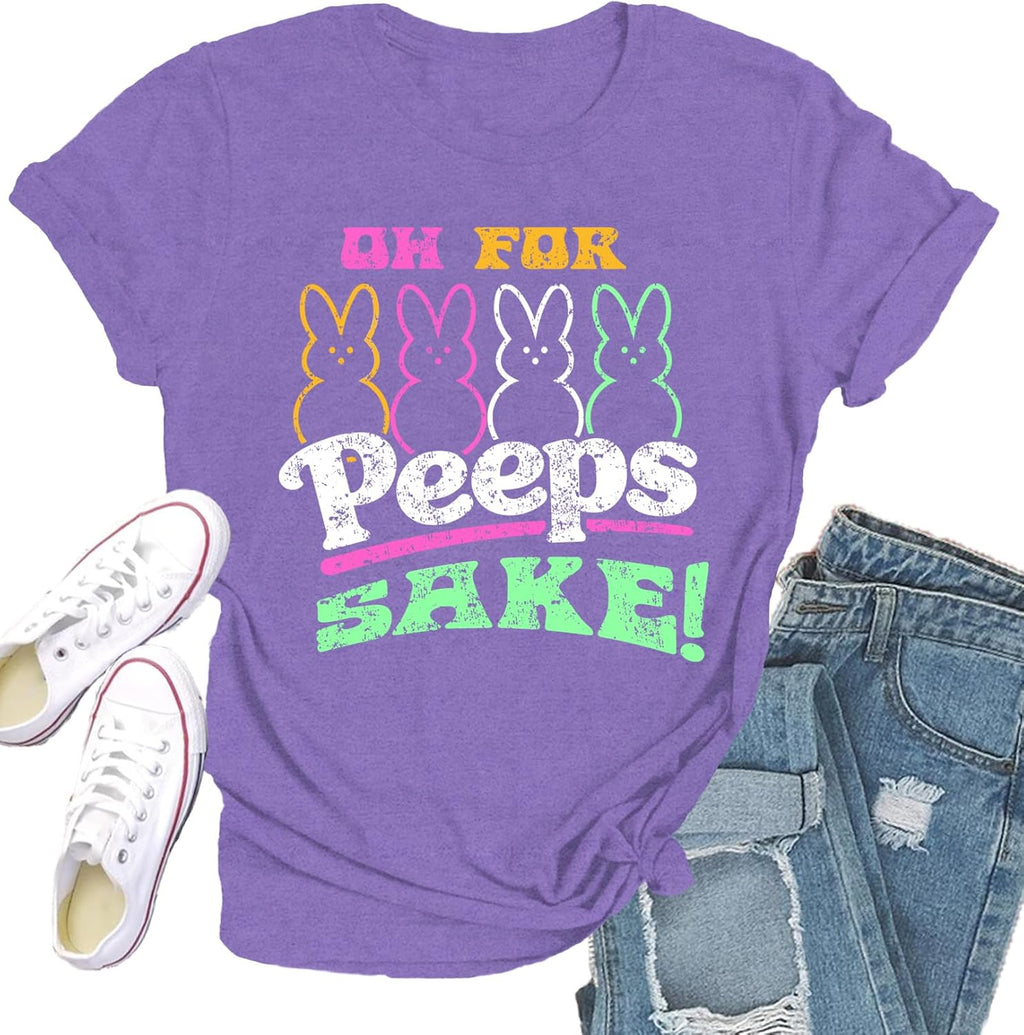 Easter Shirts for Women Funny Oh for Peep Shake T-Shirts Happy Bunny Rabbit Tee Outfits