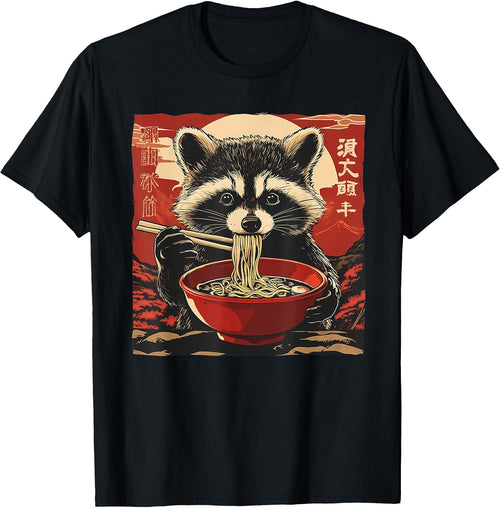 Anime Shirt For Men Women Kid Racoon Ramen Noodles