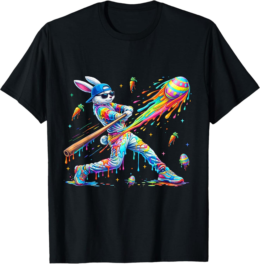 Bunny Drip Rabbit Baseball Easter Men Boy Kid Tee