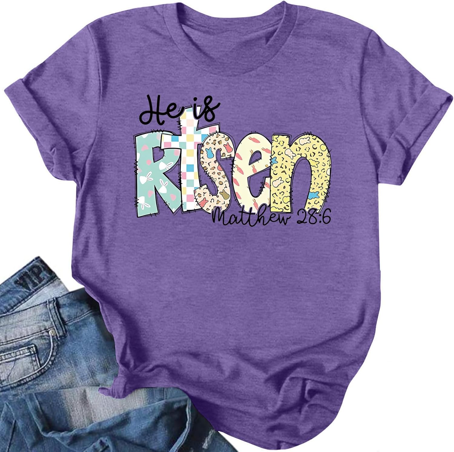 Easter Shirts for Women Easter T Shirts He is Risen Shirt Christian Easter Shirt Funny Short Sleeve Tops