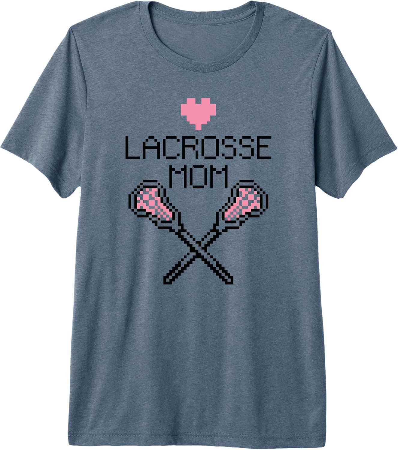 Pixel Art Style Lacrosse Mom Cute Player Mother Pink Heart Premium Tri-Blend T-Shirt