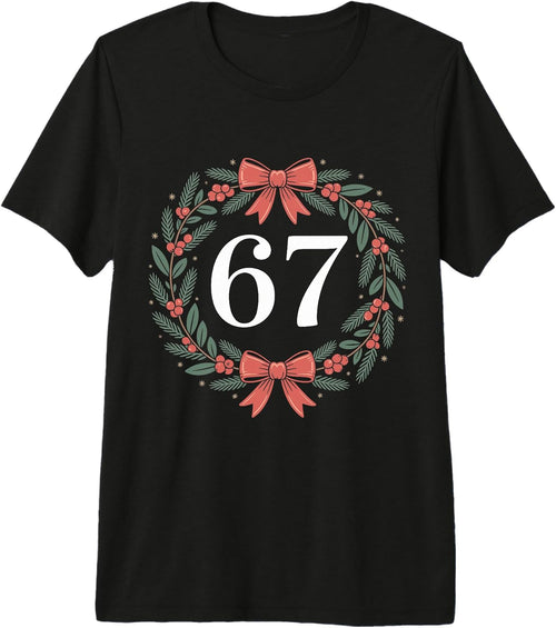 67 Christmas Wreath Meme Six Seven 6 7 Christmas Brainrot Premium Tri-Blend T-Shirt