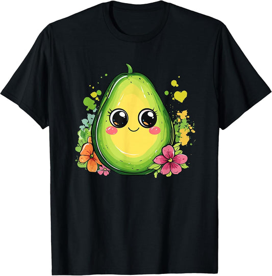 Adorable Avocado Cartoon Flower Art
