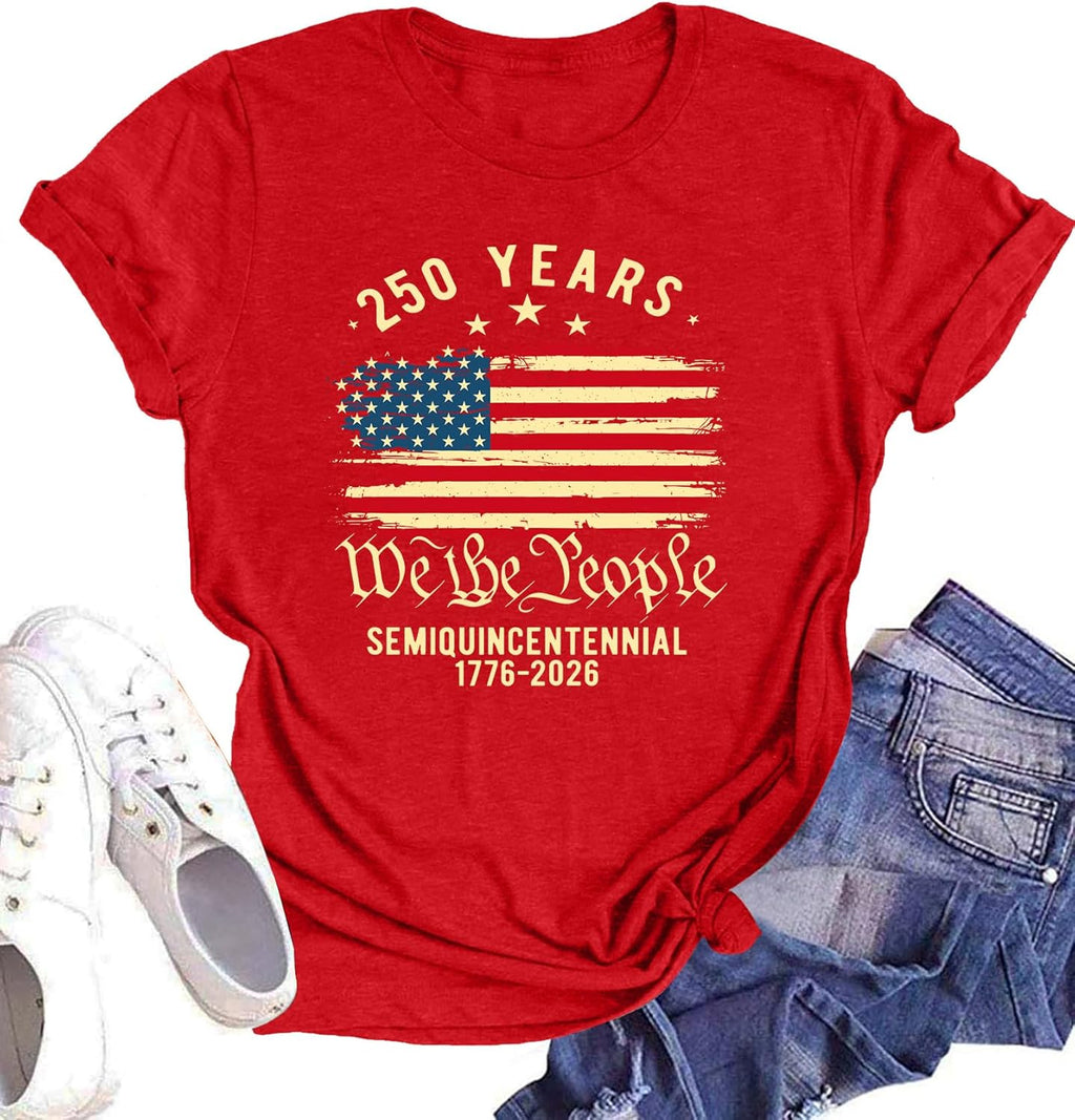 250 Years American Flag Shirt for Women 250th Anniversary USA T Shirt Independence Day Freedom Shirts Tops