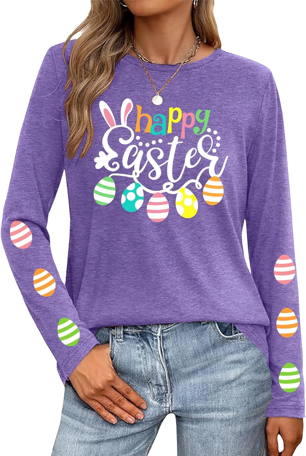 Easter Shirts for Women: Cute Bunny Shirt Funny Rabbit Graphic Tshirt Easter Eggs Holiday Tee Tops