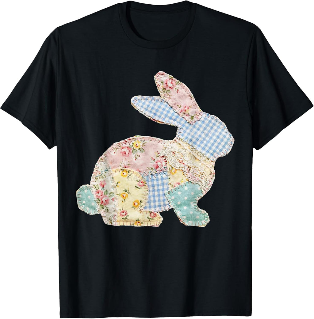 Cute Floral Bunny Patchwork Easter Vintage