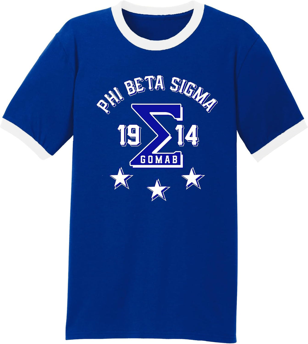 Phi Beta Sigma Three Stars Graphic Ringer T Shirt