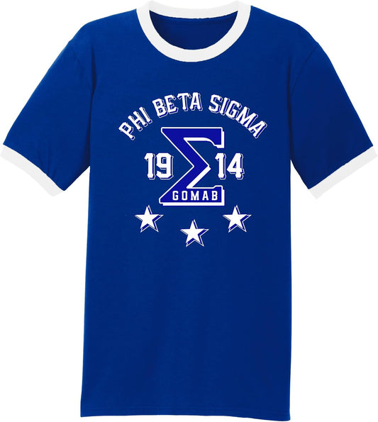 Phi Beta Sigma Three Stars Graphic Ringer T Shirt