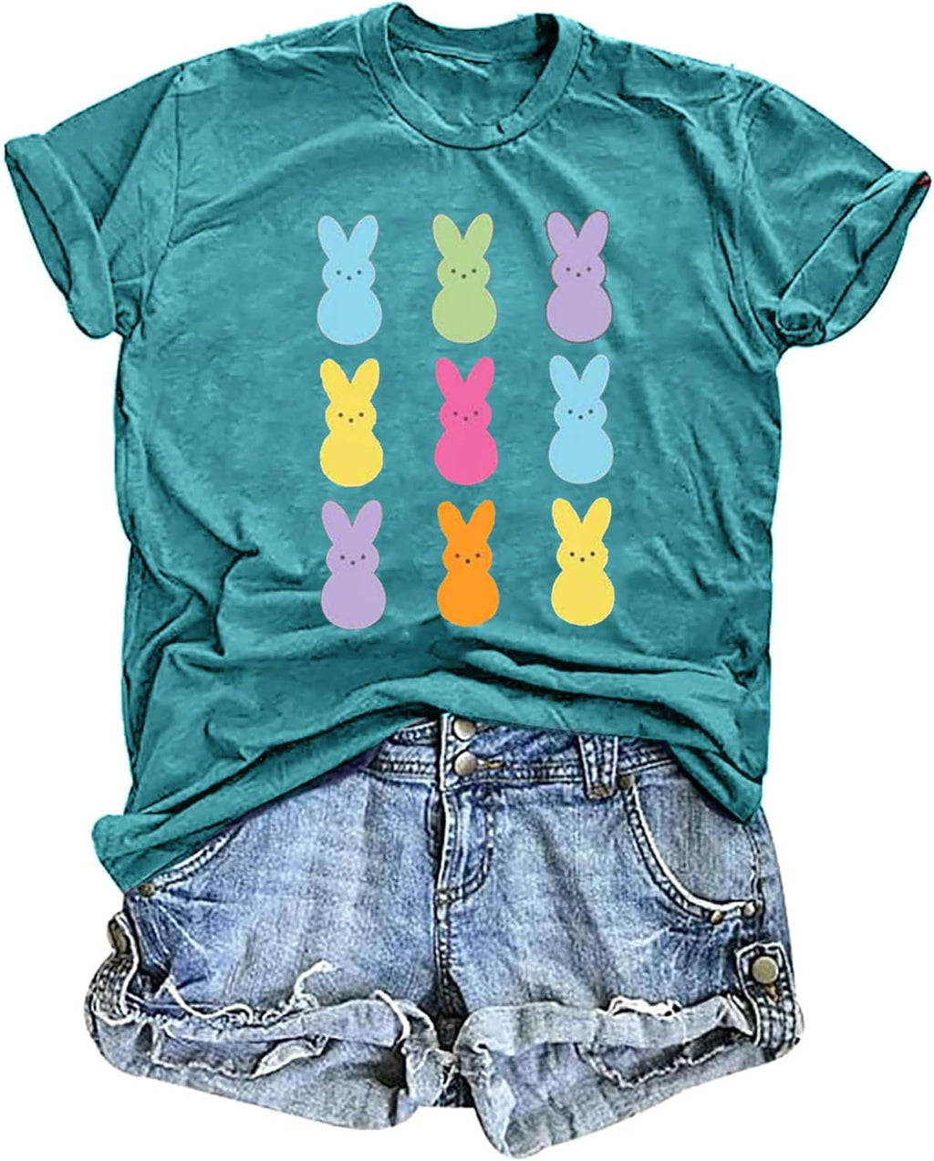 Women Happy Easter T Shirt: Bunny Rabbit Graphic T-Shirt Funny Chillin with My Shirts Short Sleeve Tops