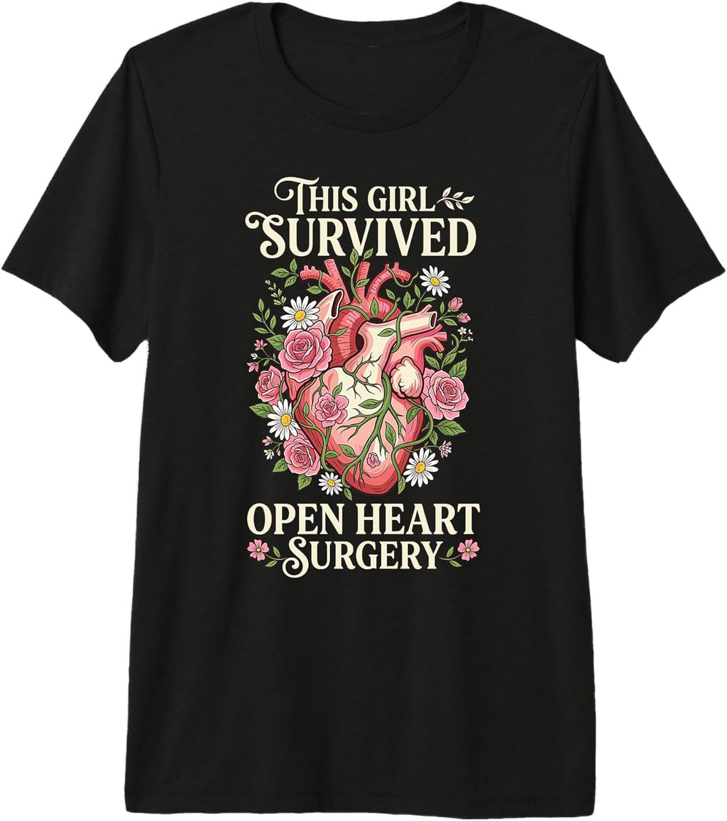 Open Heart Surgery Women Vintage Floral Heart Recovery Premium Tri-Blend T-Shirt