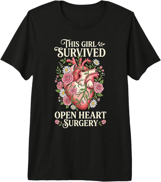 Open Heart Surgery Women Vintage Floral Heart Recovery Premium Tri-Blend T-Shirt