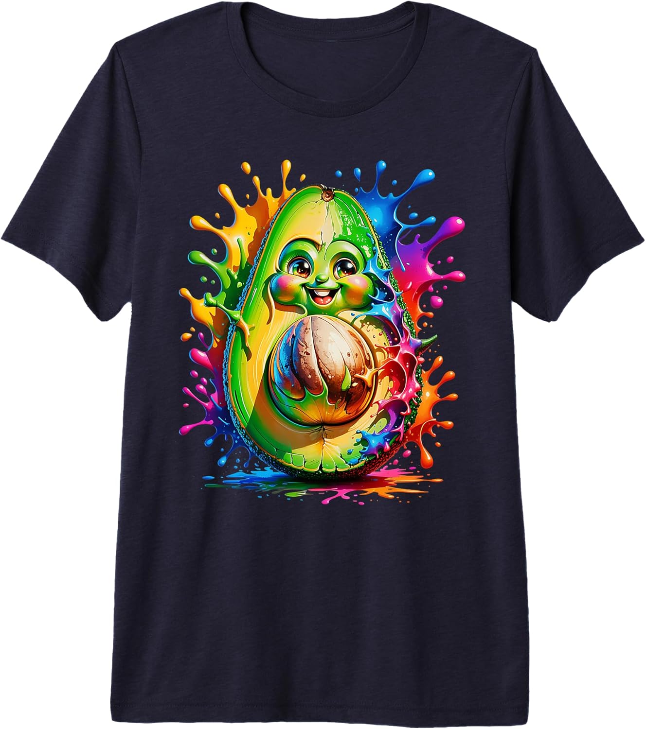 Colorful Avocado Cartoon Rainbow Color Splash
