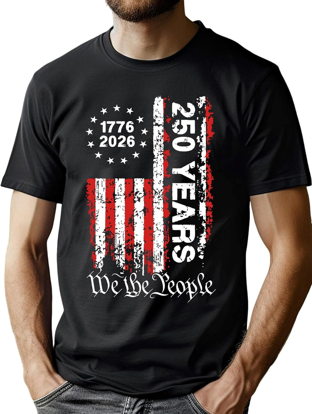 250th Anniversary USA Shirts for Men American Flag T-Shirt 4th of July Shirt 250 Years Birthday Patriotic Tops