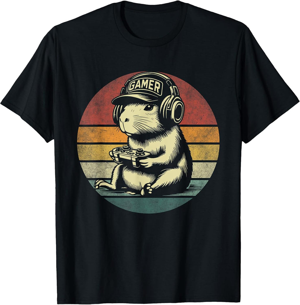 Funny Retro Capybara Playing Video Games