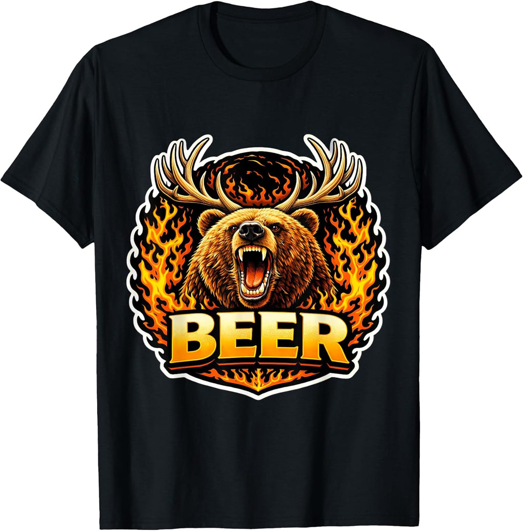 Beer Funny Bear With Deer Antlers Wordplay Merch