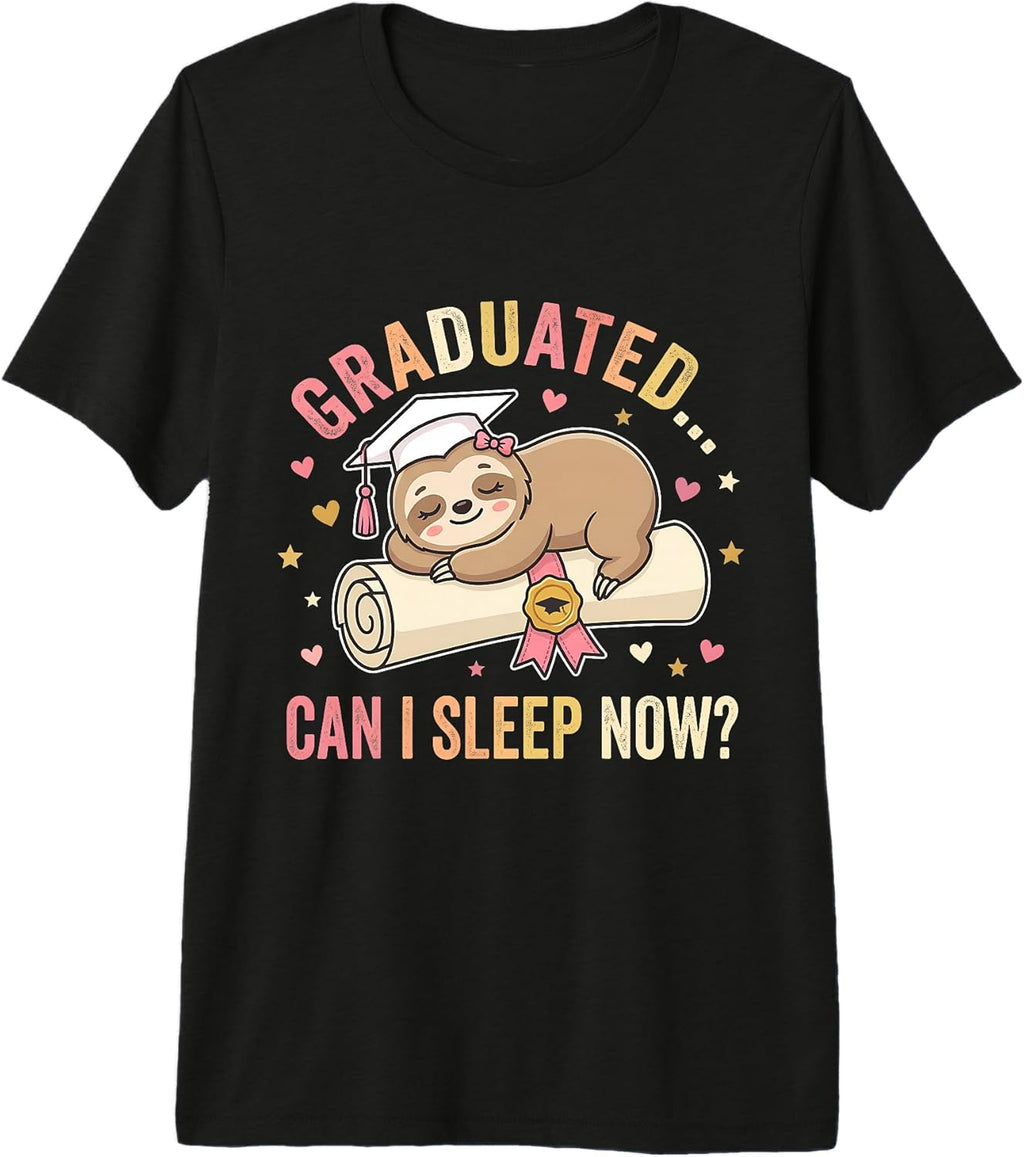 Funny Lazy Girl Graduation Sloth Class of 2026 tee