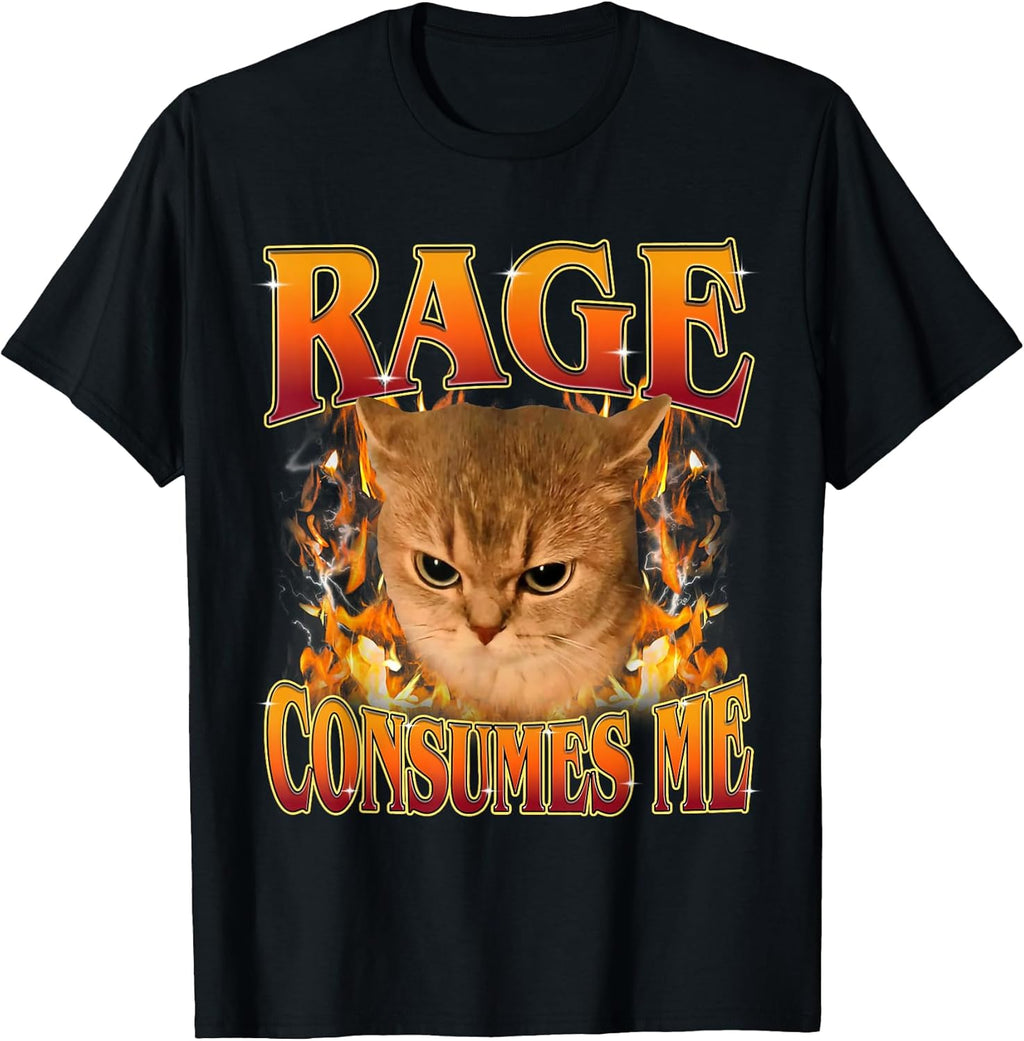 Funny Cat Meme Rage Consumes Me Ironic Tee