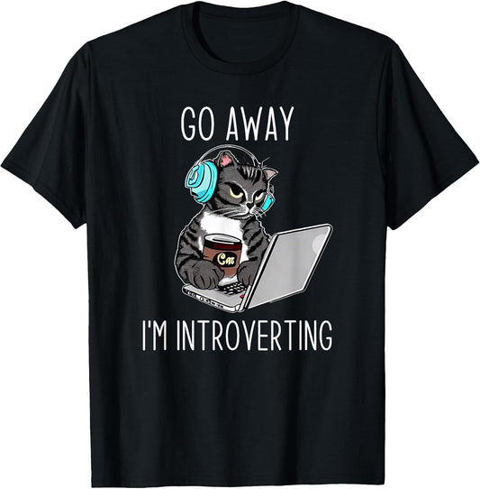 Introvert Gift Cat Owner Laptop & Coffee Shirt