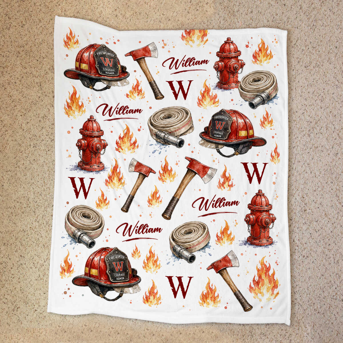 Personalized Firefighter Blanket, Custom Fireman Gift, Fire Academy Graduation Gift, First Responder Appreciation, Fire Rescue Throw