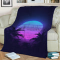 80s Vaporwave Palm Fleece Throw Blanket