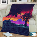 80s aesthetic landscape Fleece Throw Blanket