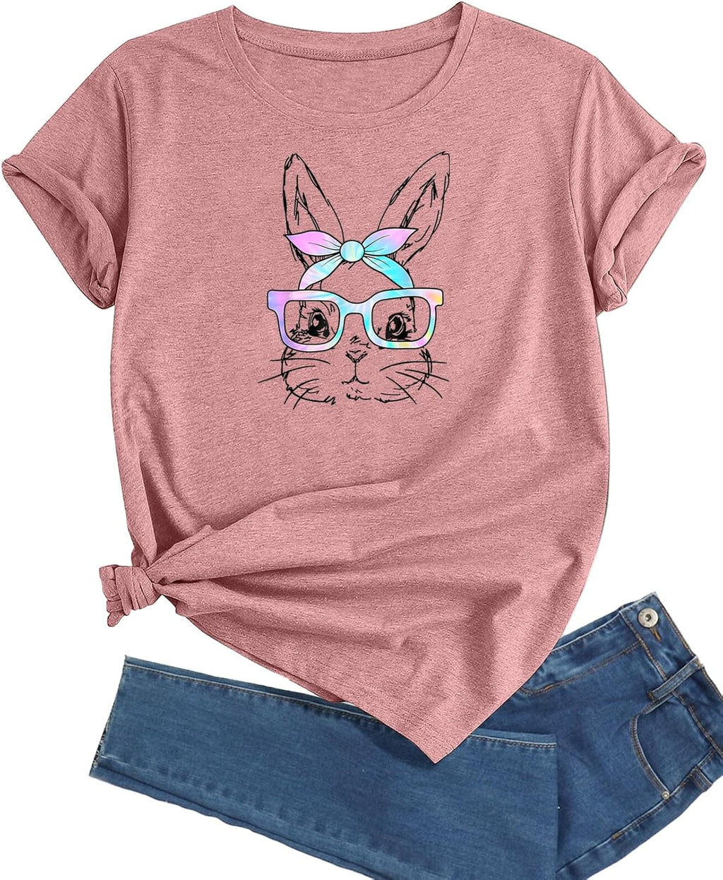 J&DHUASHA Women's T-Shirt Short Sleeve Crewneck Graphic Tees Printed Casual Summer Tops