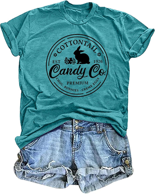 Women Happy Easter T Shirt Cute Easter Letter Graphic Tee Easter Day Casual Tops