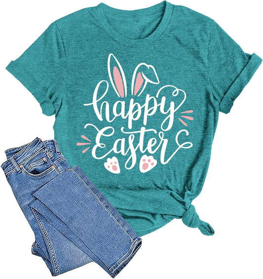 LAZYCHILD Women Easter Teacher Shirts: Funny Treat All with Kindness T-Shirt Bunny Rabbit Tee Tops