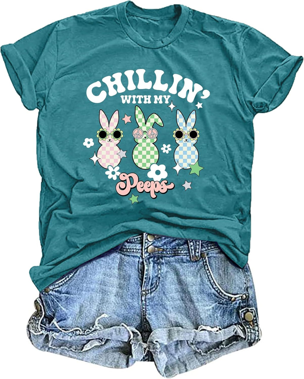 Easter Shirt Women Cute Bunny T Shirt Happy Easter Shirts Rabbit Graphic Easter Gift Tees Holiday V Neck Tops
