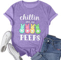 Happy Easter Shirts Women Bunny Shirt: Chillin with My Peeps Tshirt Cute Rabbit Graphic T-Shirt Easter Gift Tops