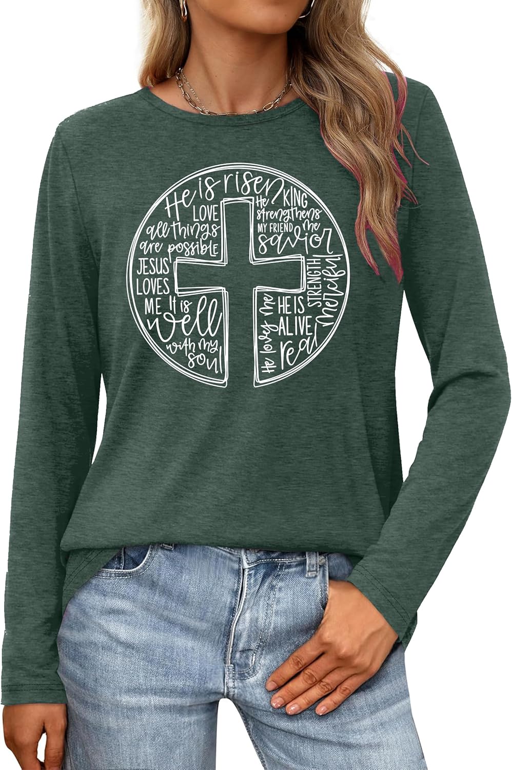 VVNTY Easter Shirts for Women: Happy Easter T Shirt Long Sleeve Bunny Graphic Tee Shirt Spring Casual Tops