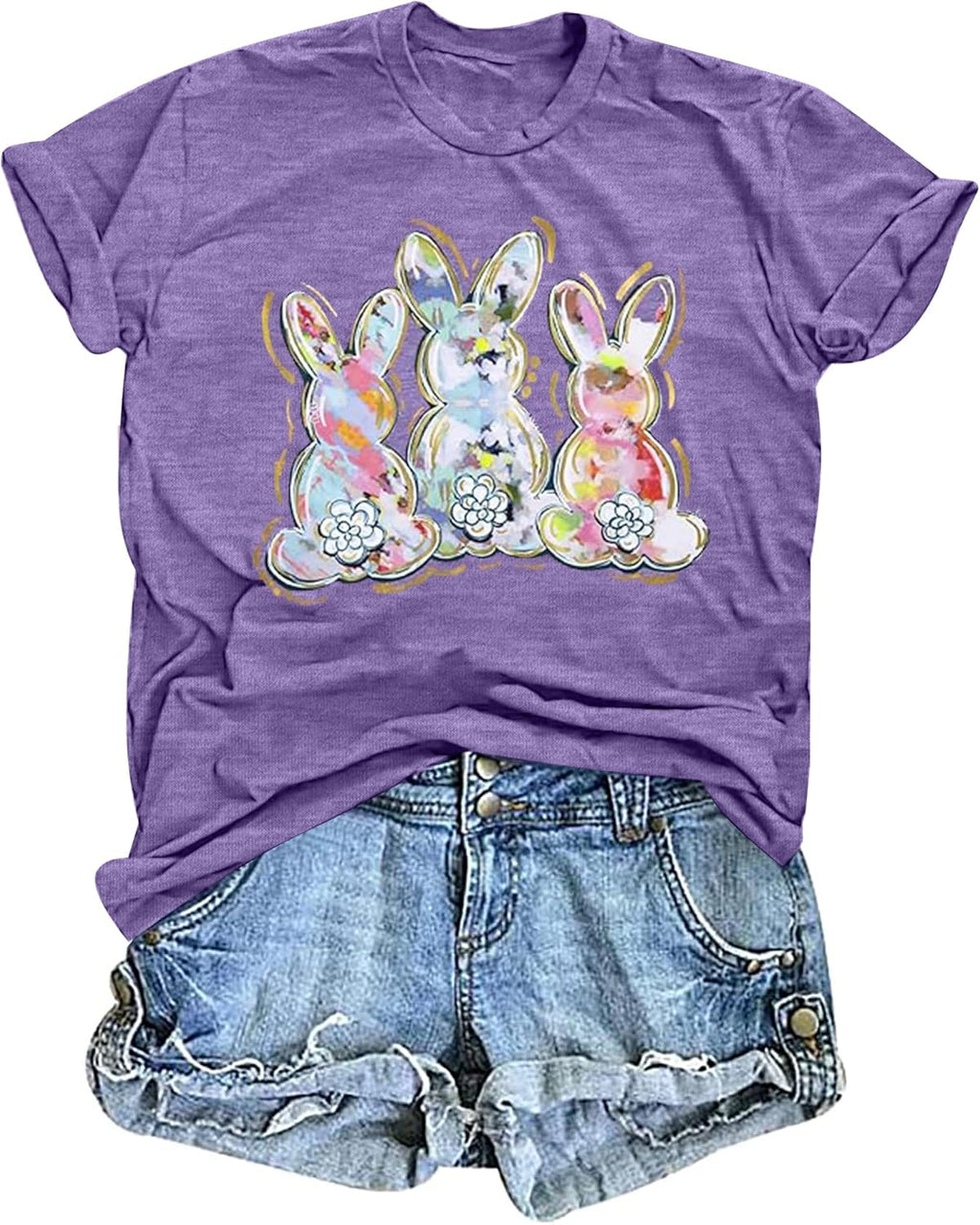 Easter Shirts for Women Rabbit Bunny Eggs T Shirt Happy Easter Day Graphic Short Sleeve Tee Tops