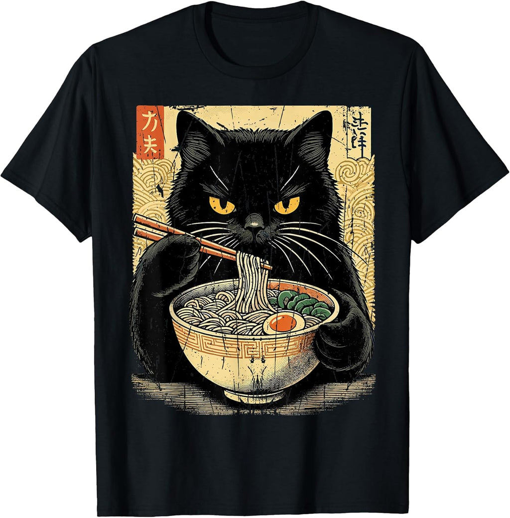 Funny Kawaii Anime Cat Ramen Graphic