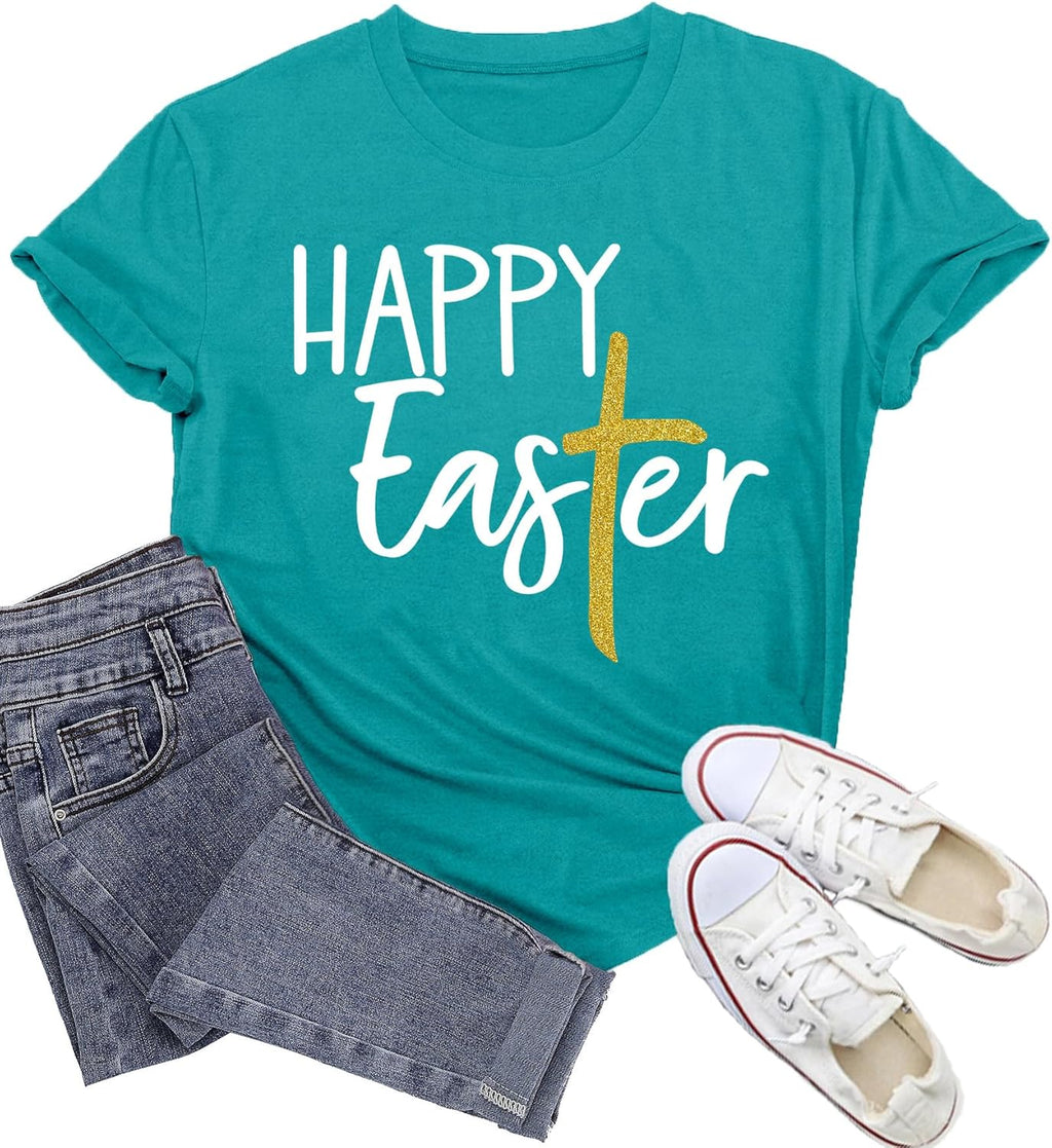 Easter Shirts for Womens Silly Rabbit Easter is for Jesus T-Shirt Cute Rabbit Print Tee Tops