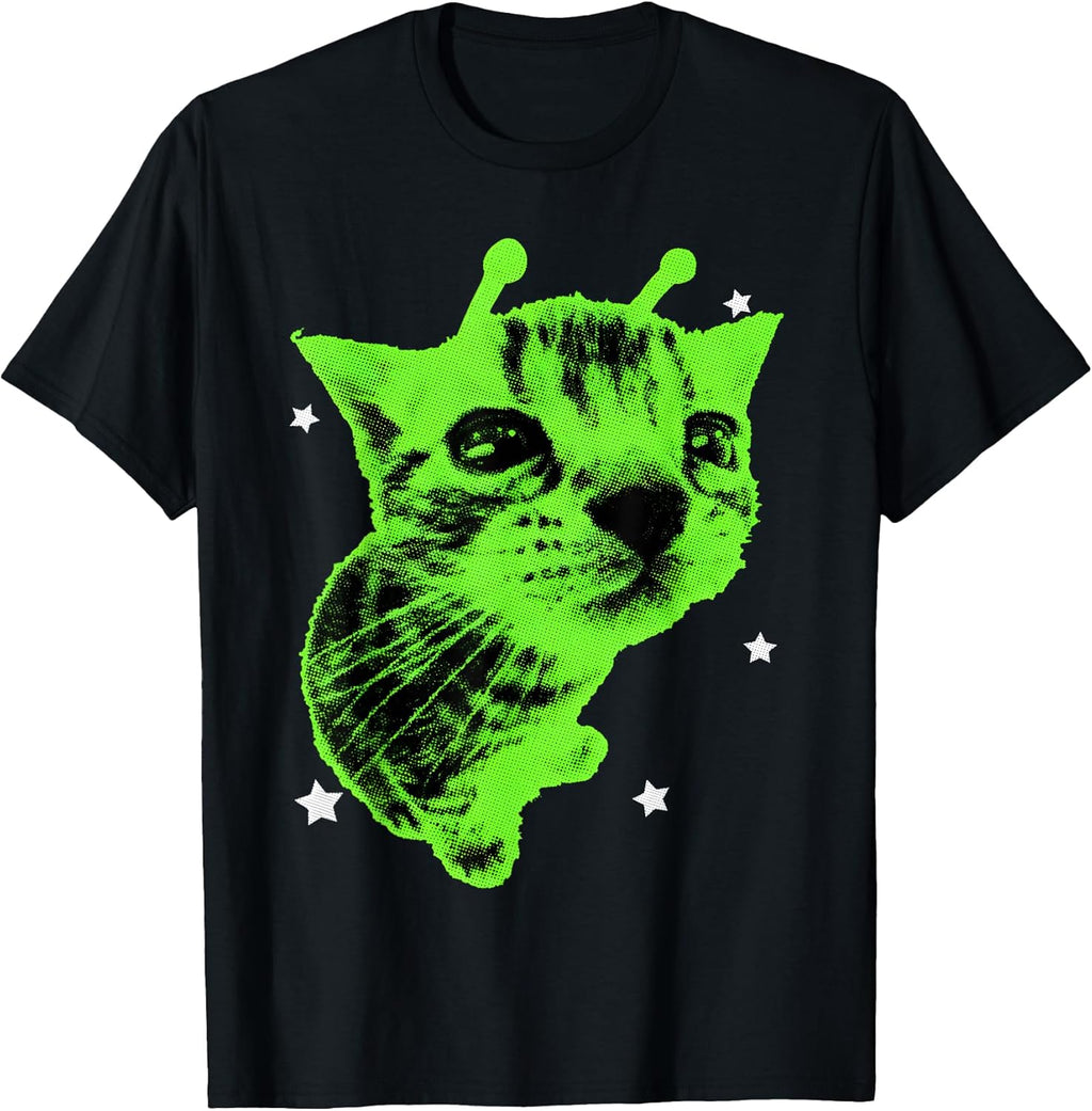 Y2K Alien Cat Meme Retro Silly Cat Vintage Tee Co