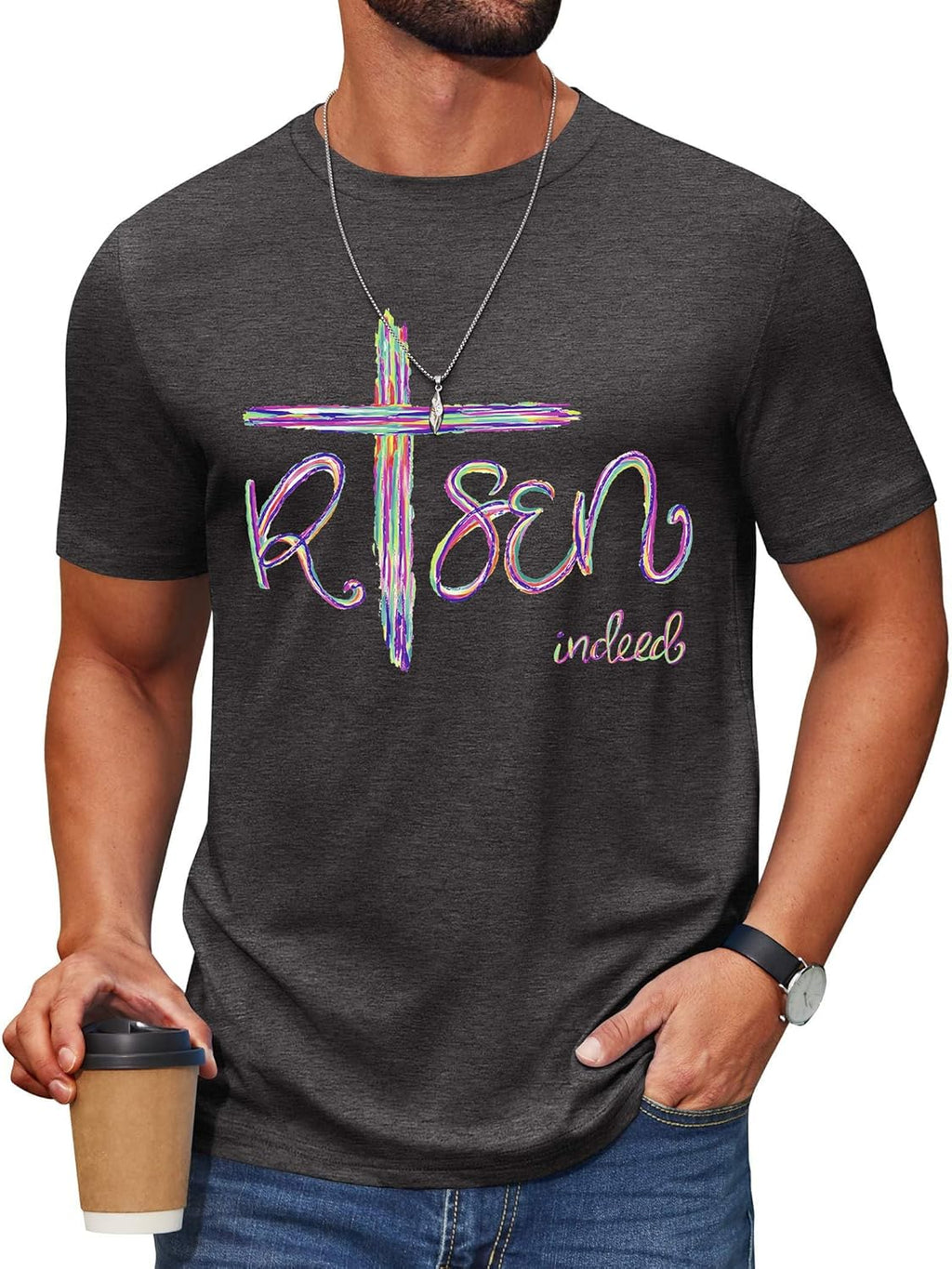 Easter Shirts for Men He is Risen T-Shirt Christian Easter Shirt Casual Religious Faith Tee Tops Easter Gift