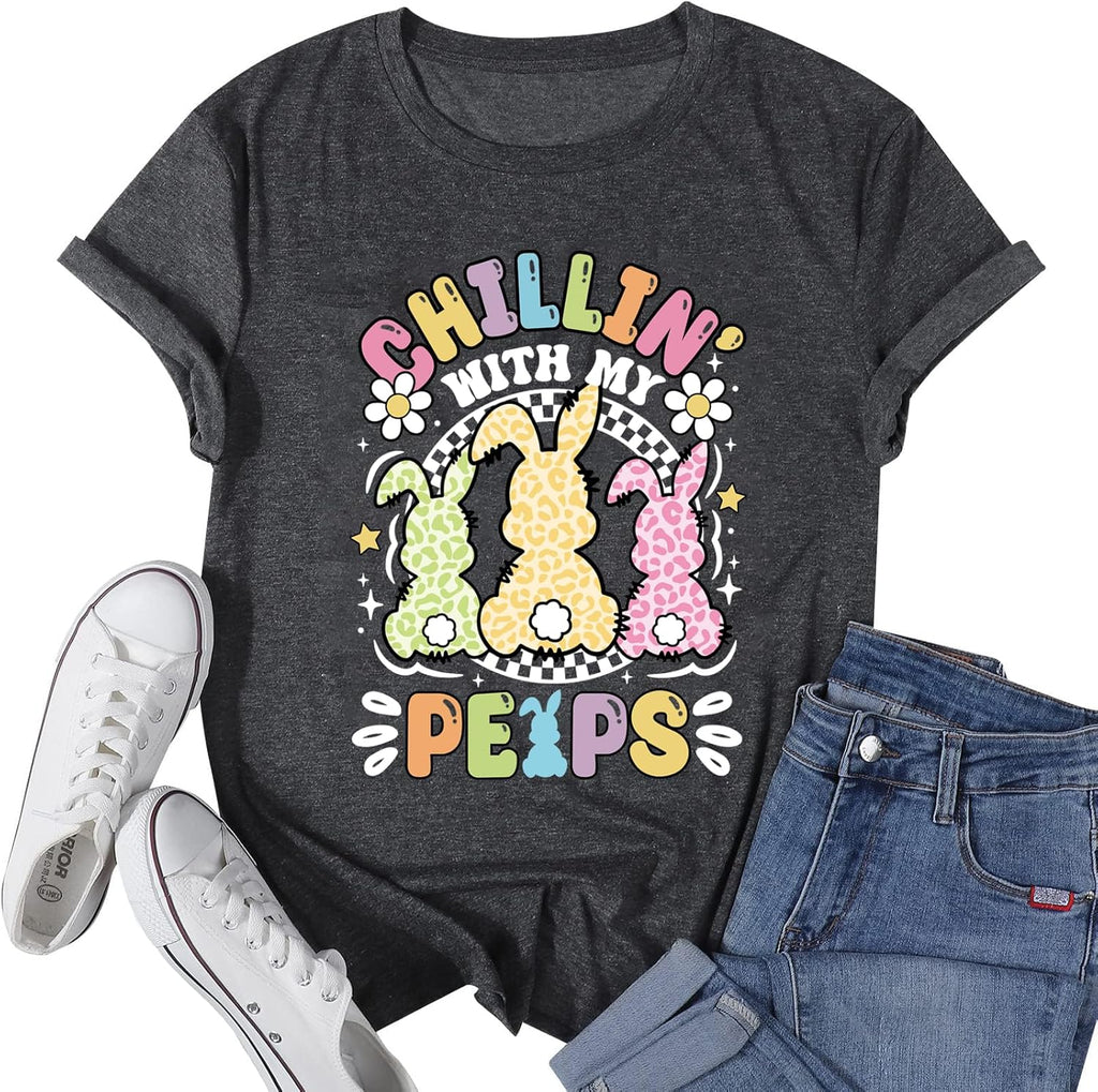 Women Happy Easter Shirt Bunny Rabbit Graphic Tees Teaching My Favorite Shirt Funny Easter Gifts T-Shirt